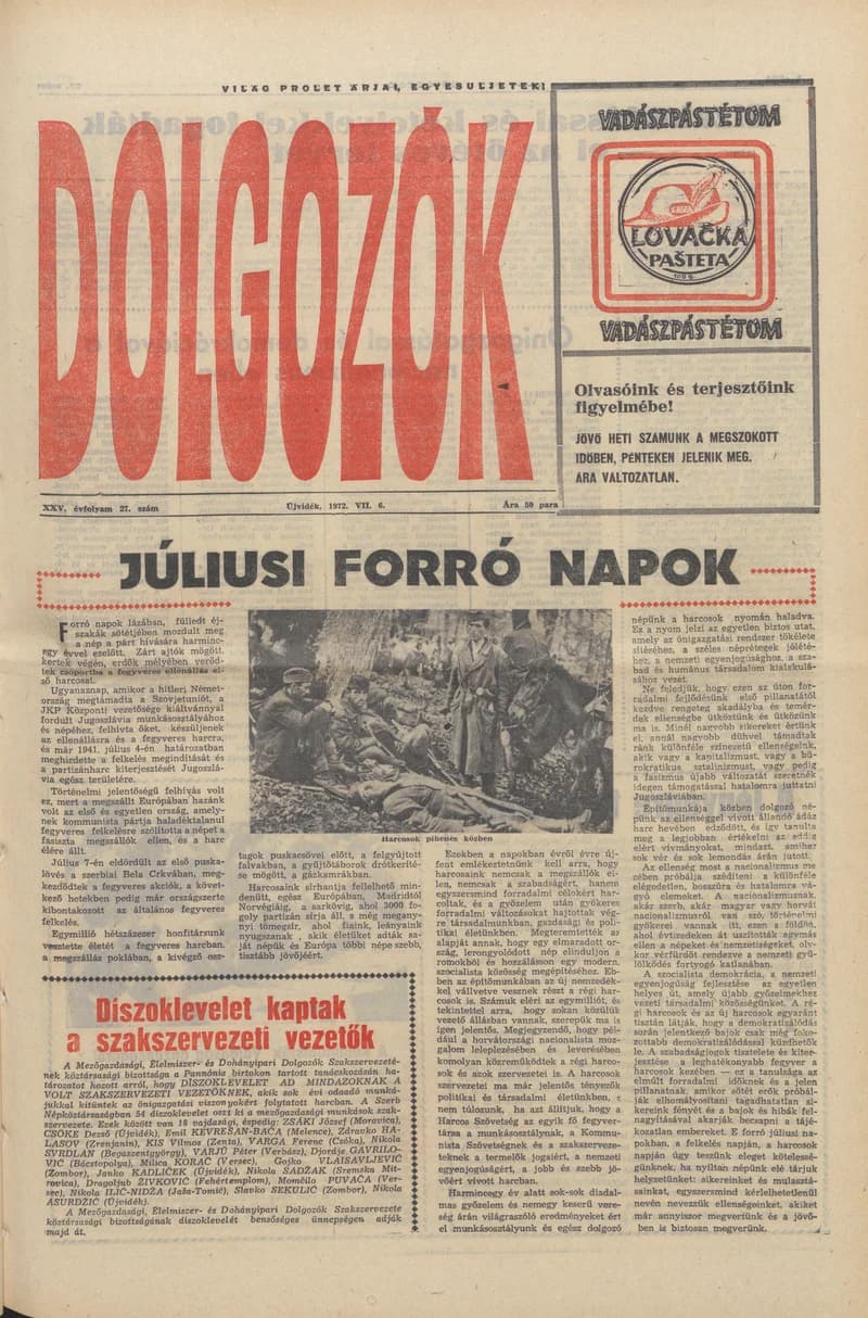 Dolgozók, 26. évf. 1972. július 6. 27. sz.