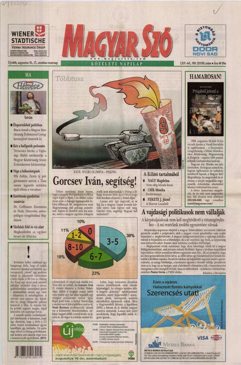 Magyar Szó, 65. évf. 2008. augusztus 16. – 17. 189. sz. 1–28. oldal