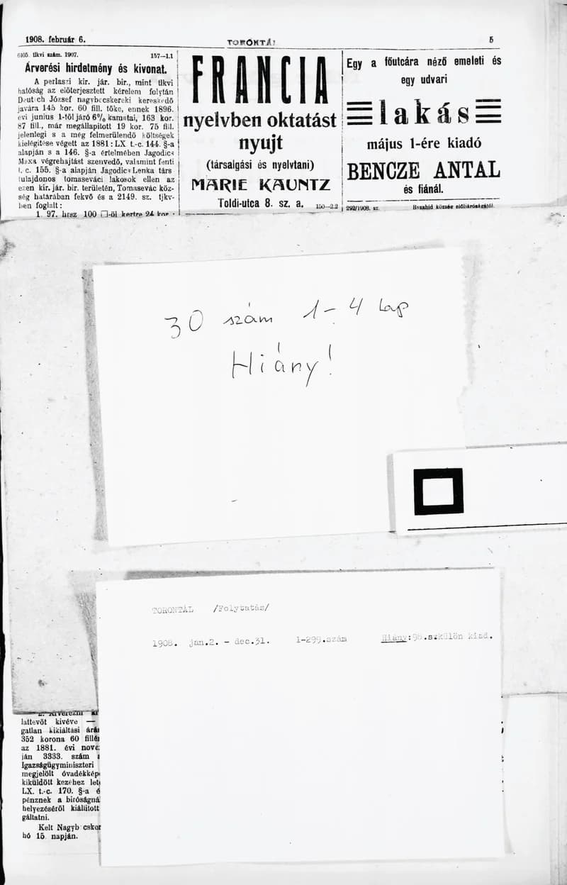 Torontál, 37. évf. 1908. február 6. 30. sz.