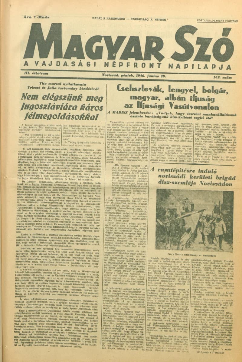 Magyar Szó, 3. évf. 1946. június 28. 152. sz. 1–8. oldal