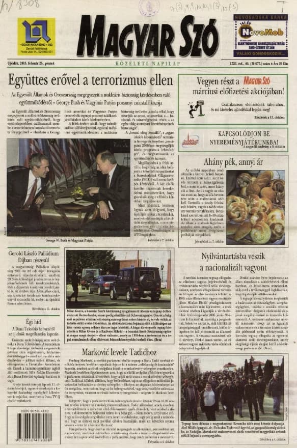 Magyar Szó, 62. évf. 2005. február 25. 46. sz. 1–20. oldal