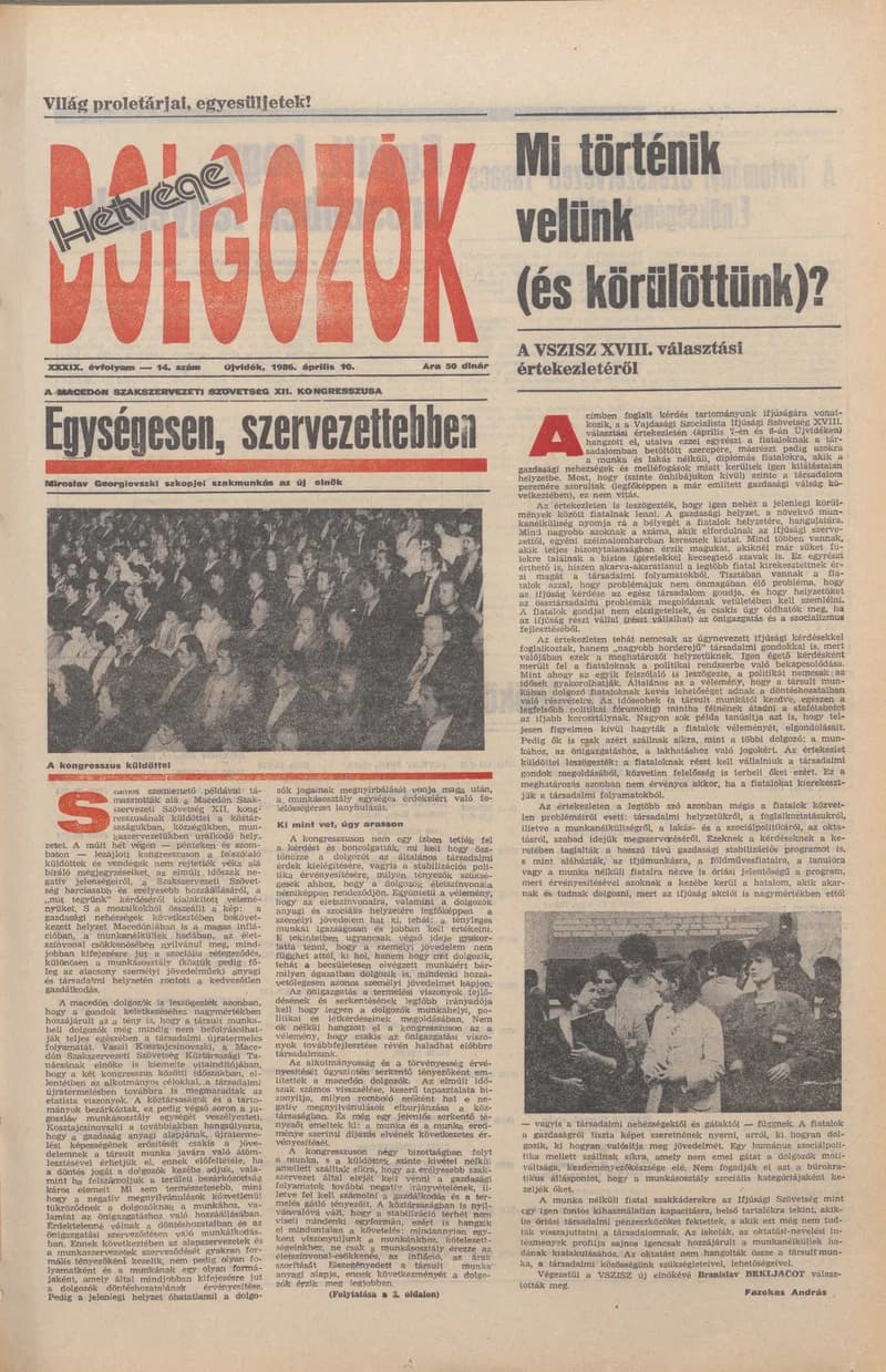 Dolgozók, 40. évf. 1986. április 10. 14. sz.