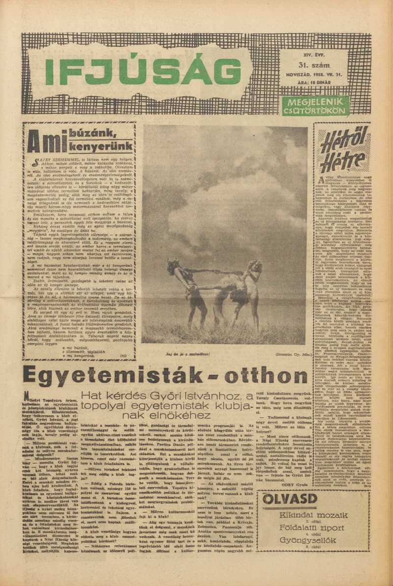 Ifjúság, 14. évf. 1958. július 31. 31. sz.