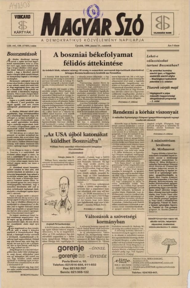 Magyar Szó, 53. évf. 1996. június 13. 138. sz. 1–16. oldal