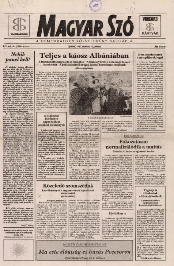 Magyar Szó, 54. évf. 1997. március 14. 61. sz. 1–16. oldal