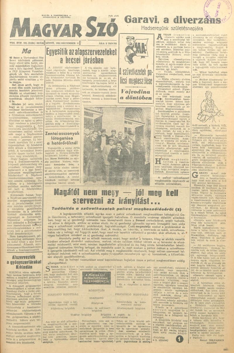 Magyar Szó, 8. évf. 1951. december 10. 291. sz. 1–4. oldal