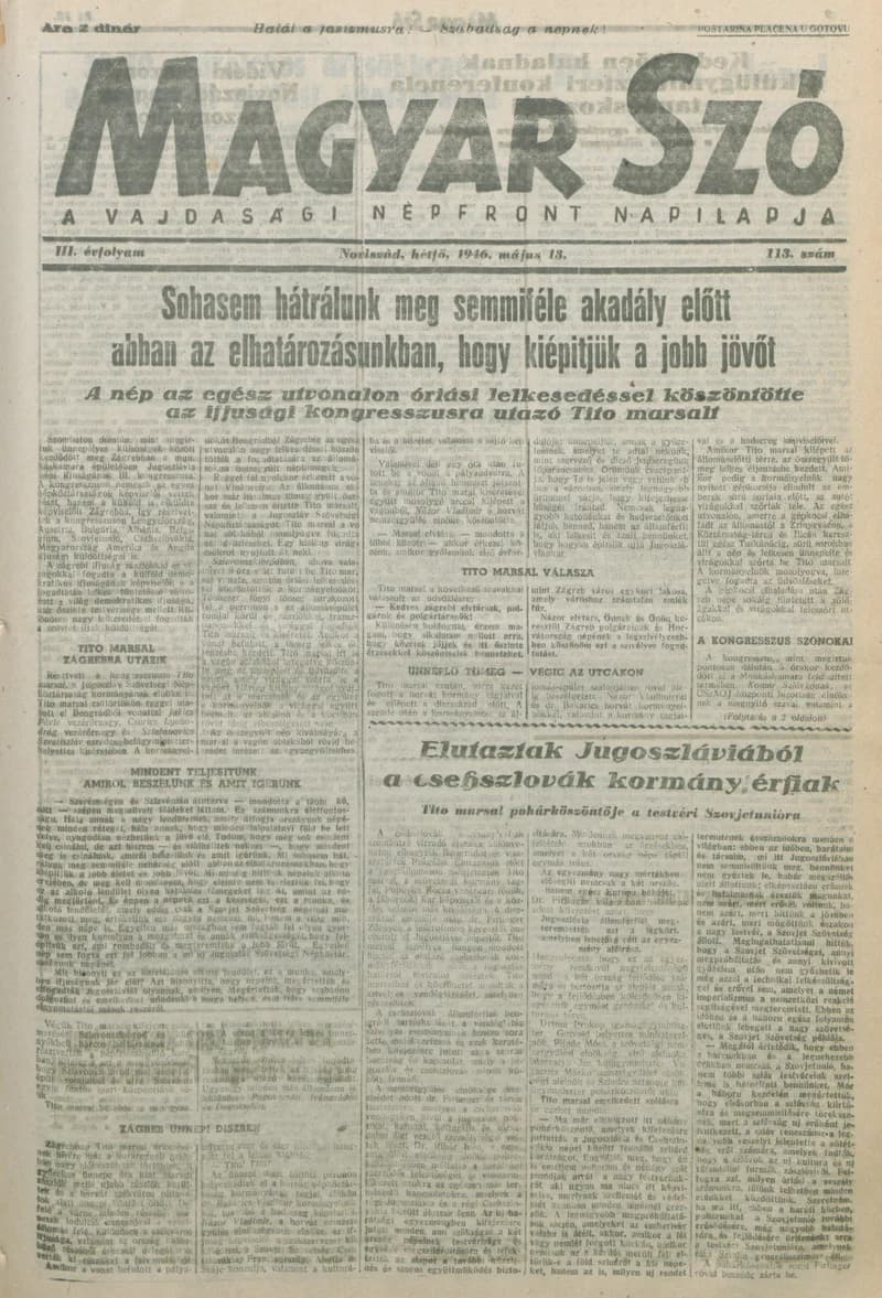 Magyar Szó, 3. évf. 1946. május 13. 113. sz. 1–4. oldal