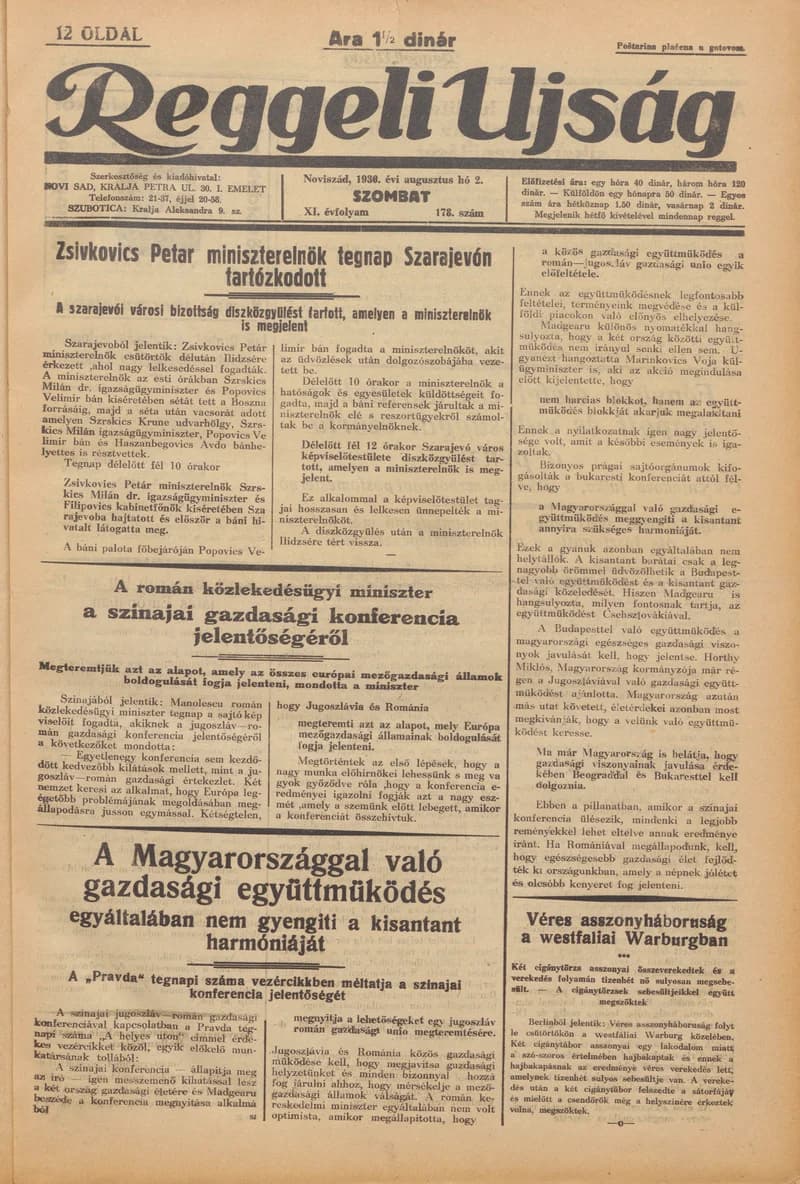 Reggeli Újság, 11. évf. 1930. augusztus 2. 178. sz.