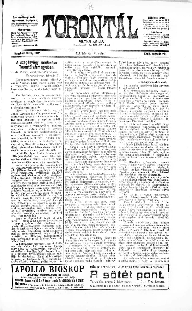 Torontál, 41. évf. 1912. február 20. 41. sz.