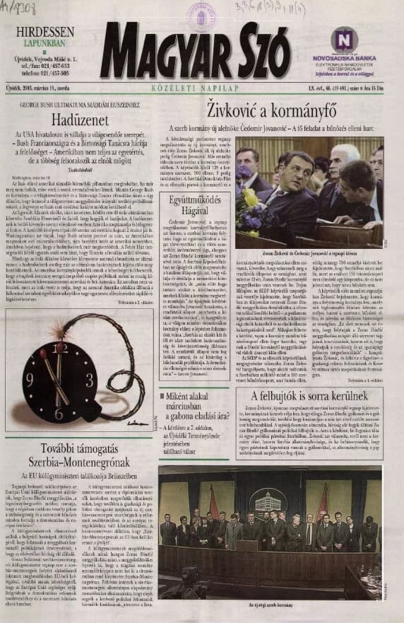 Magyar Szó, 60. évf. 2003. március 19. 66. sz. 1–16. oldal