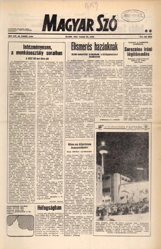 Magyar Szó, 45. évf. 1988. február 29. 58. sz. 1–20. oldal