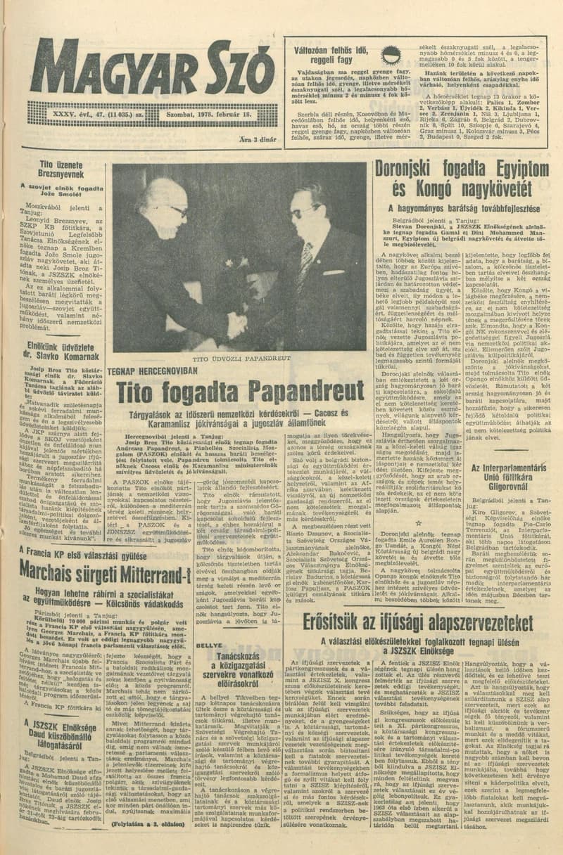 Magyar Szó, 35. évf. 1978. február 18. 47. sz. 1–20. oldal