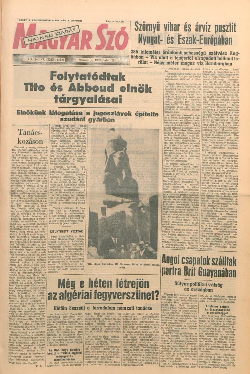 Magyar Szó, 19. évf. 1962. február 18. 47. sz. 1–24. oldal