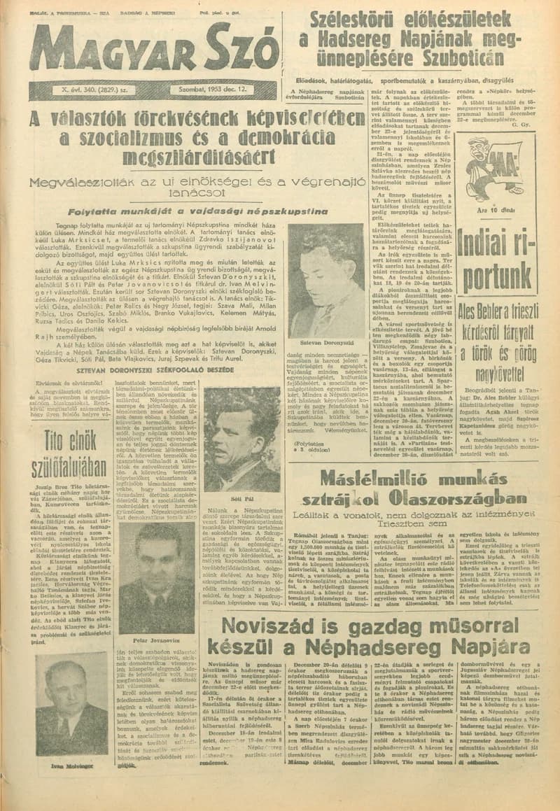Magyar Szó, 10. évf. 1953. december 12. 340. sz. 1–10. oldal