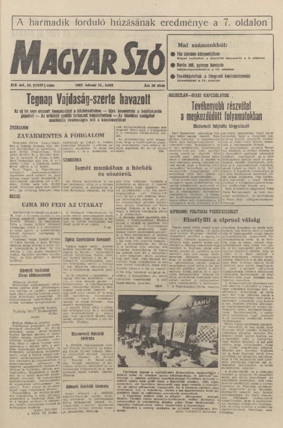 Magyar Szó, 42. évf. 1985. február 25. 54. sz. 1–20. oldal