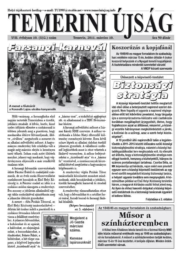 Temerini Újság, 17. évf. 2011. március 10. 10. sz.