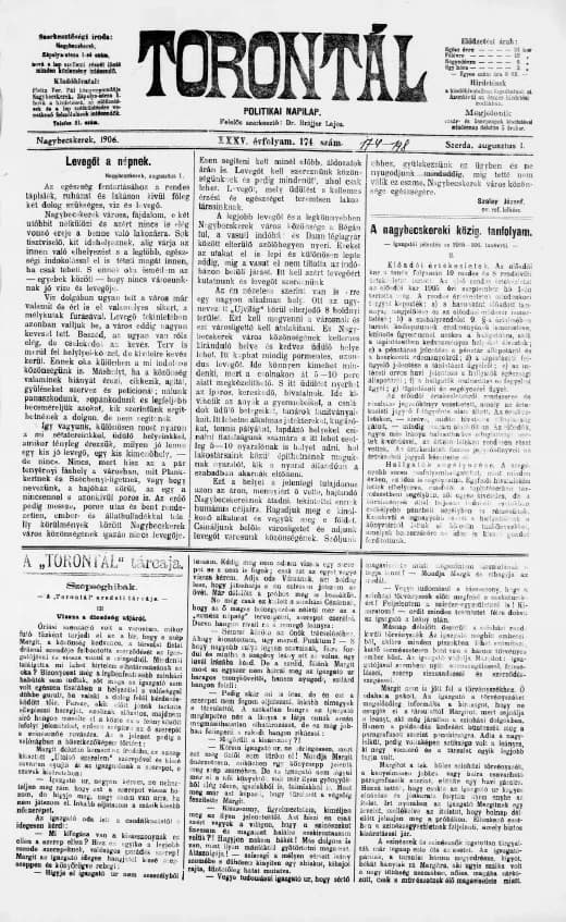 Torontál, 35. évf. 1906. augusztus 1. 174. sz.
