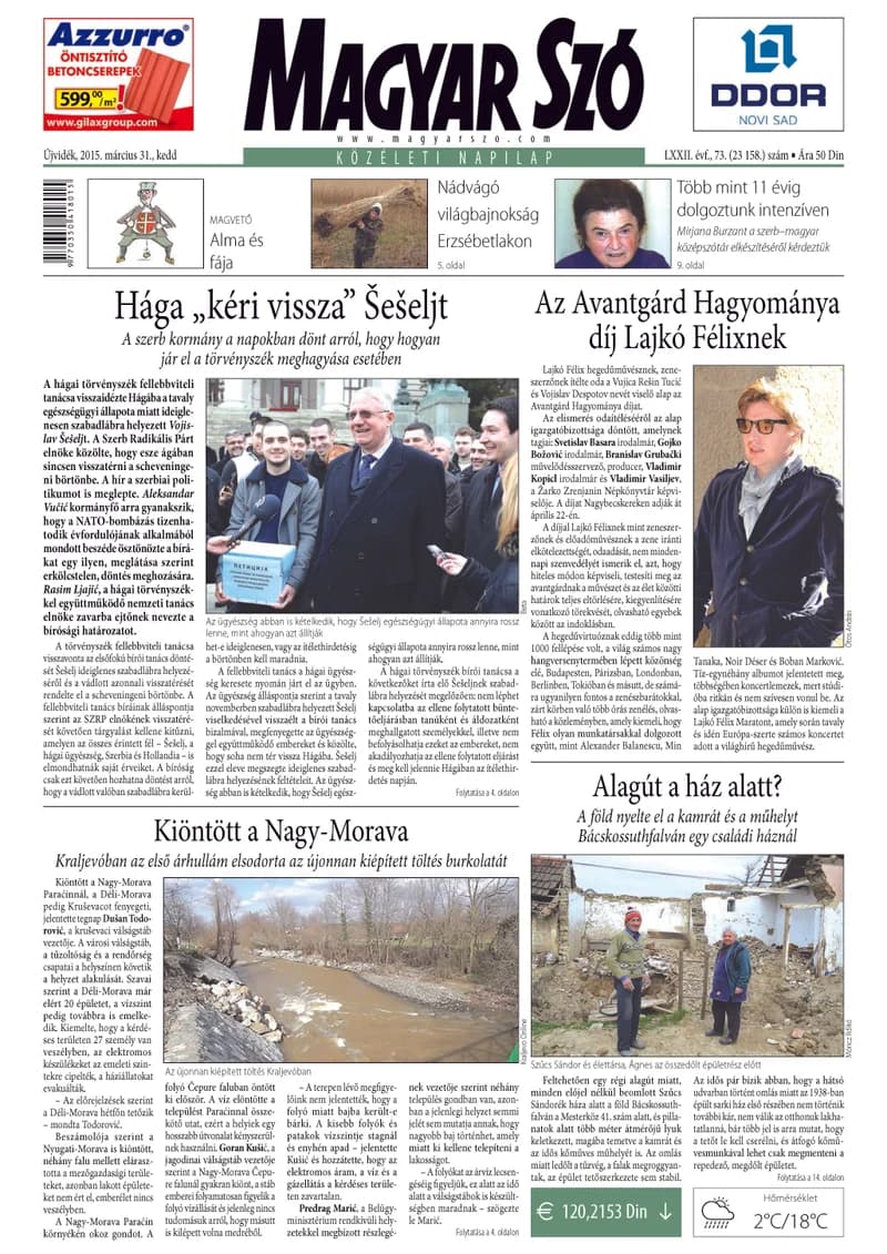 Magyar Szó, 72. évf. 2015. március 31. 73. sz. 1–20. oldal
