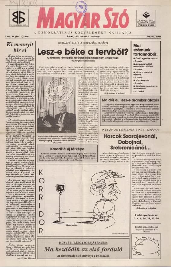 Magyar Szó, 50. évf. 1993. február 7. 36. sz. 1–24. oldal