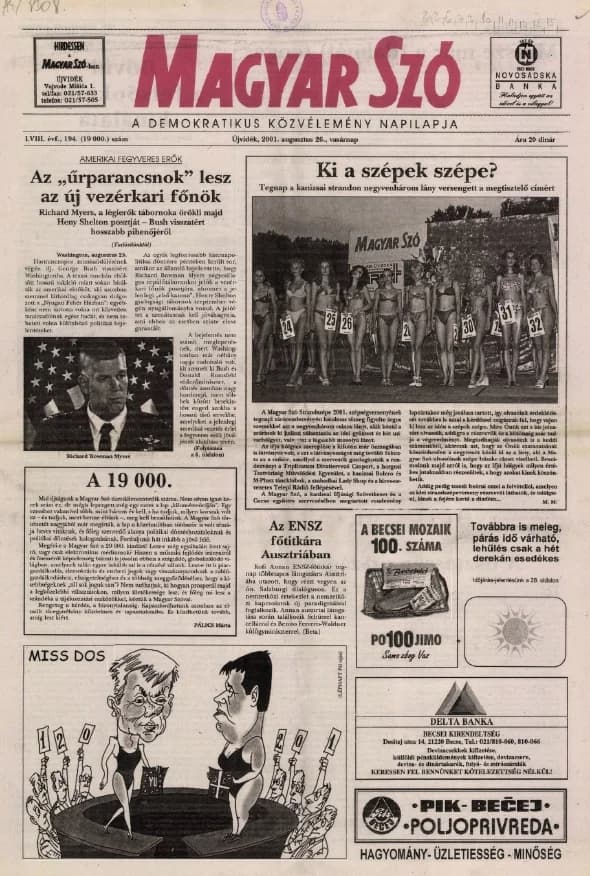 Magyar Szó, 58. évf. 2001. augusztus 26. 194. sz. 1–28. oldal