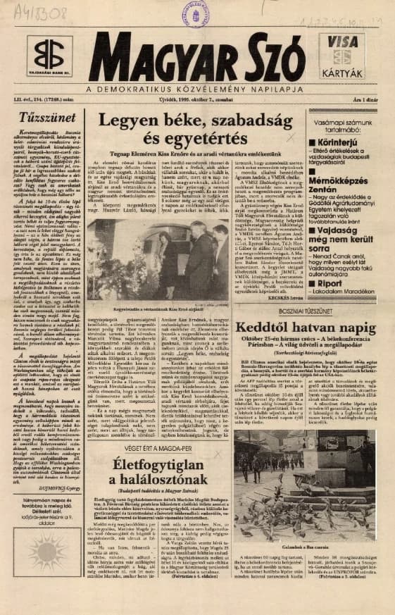Magyar Szó, 52. évf. 1995. október 7. 234. sz. 1–16. oldal
