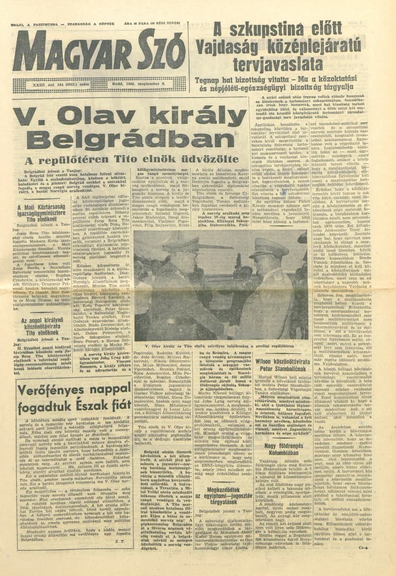 Magyar Szó, 23. évf. 1966. szeptember 6. 244. sz.