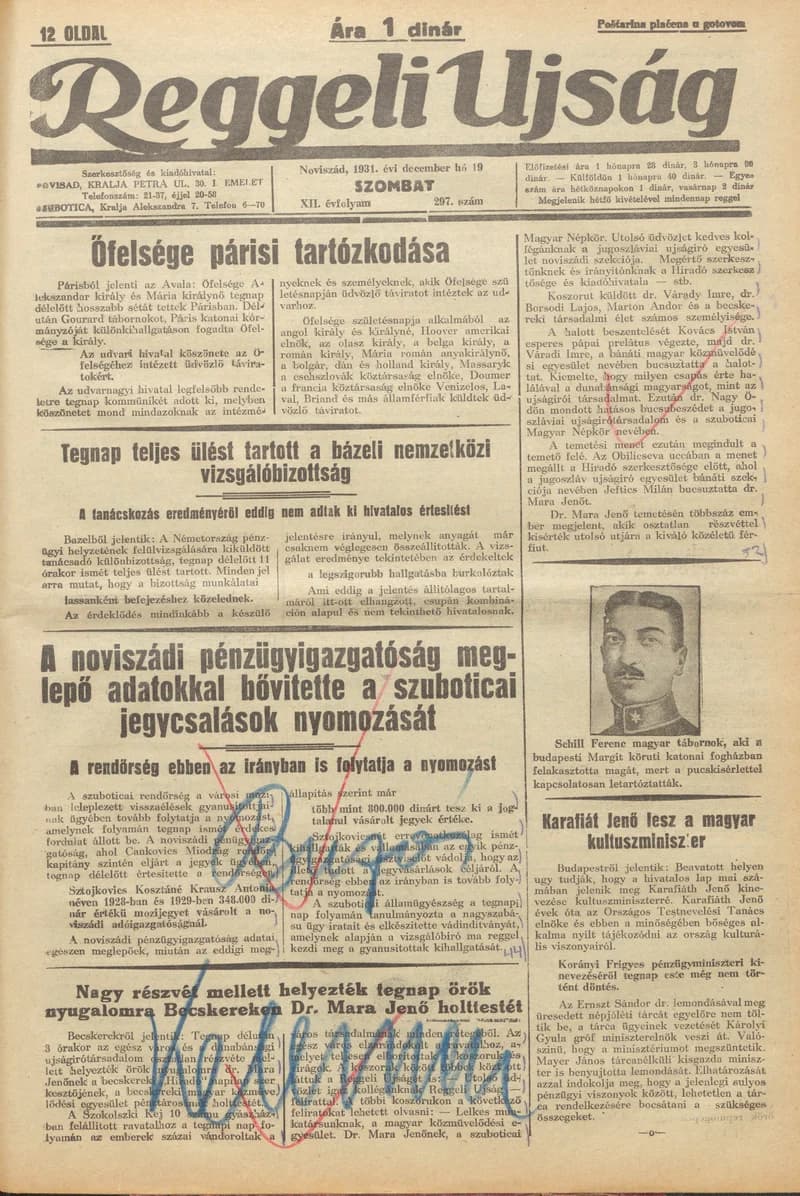 Reggeli Újság, 12. évf. 1931. december 19. 297. sz.