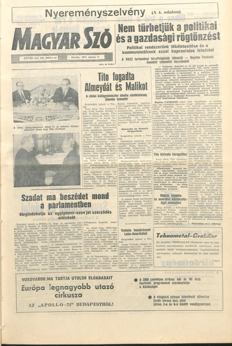 Magyar Szó, 28. évf. 1971. június 2. 149. sz. 1–14. oldal