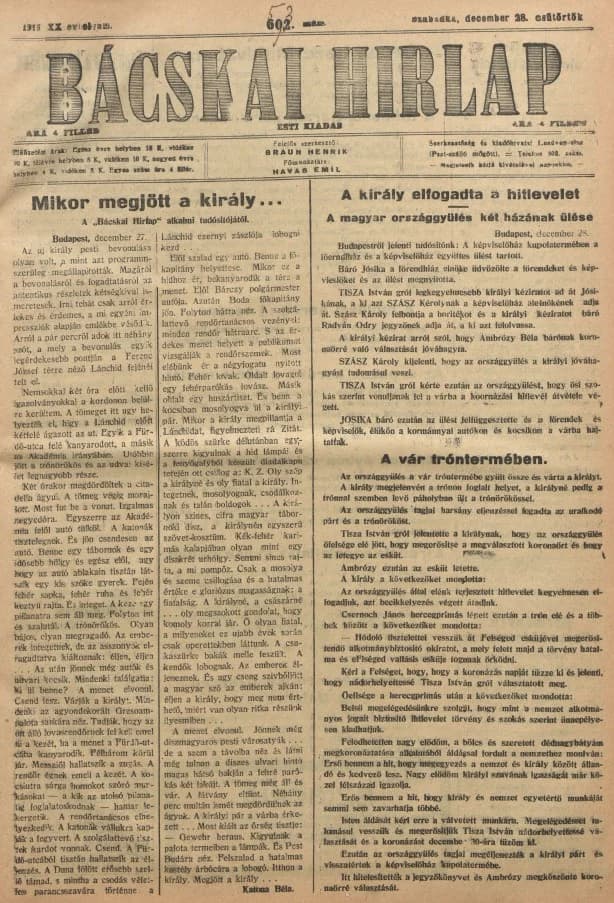 Bácskai Hirlap, 20. évf. 1916. december 28. 593. sz.