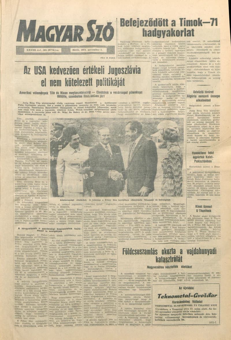 Magyar Szó, 28. évf. 1971. november 1. 301. sz. 1–10. oldal