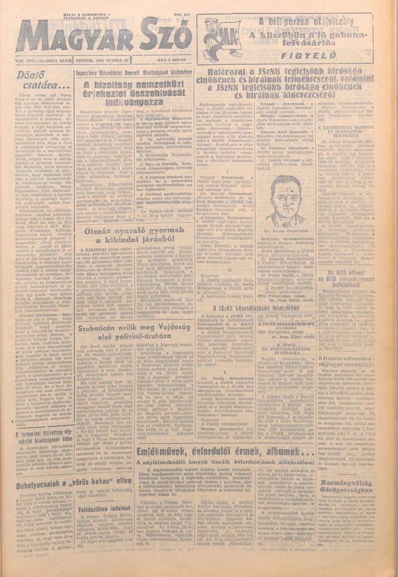 Magyar Szó, 8. évf. 1951. június 22. 146. sz. 1–4. oldal