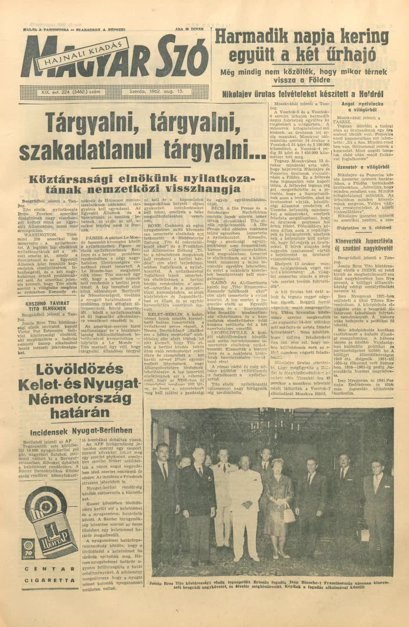 Magyar Szó, 19. évf. 1962. augusztus 15. 224. sz. 1–12. oldal