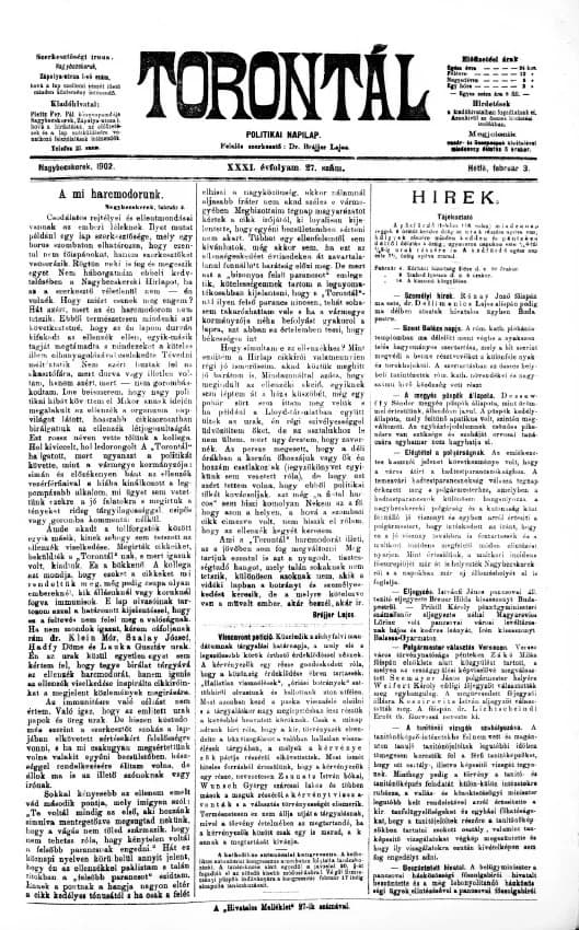 Torontál, 31. évf. 1902. február 3. 27. sz.