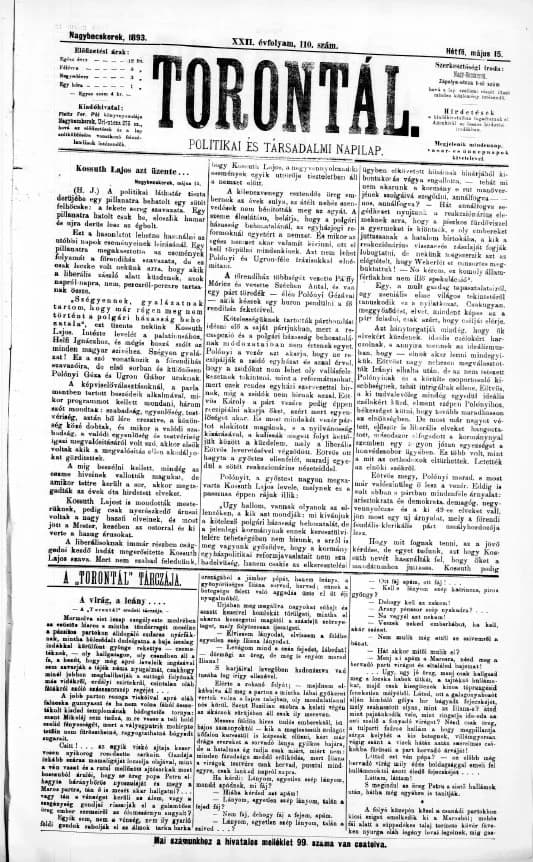 Torontál, 22. évf. 1893. május 15. 110. sz.