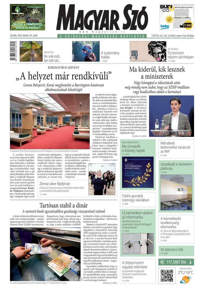 Magyar Szó, 77. évf. 2020. október 20. 241. sz. 1–20. oldal