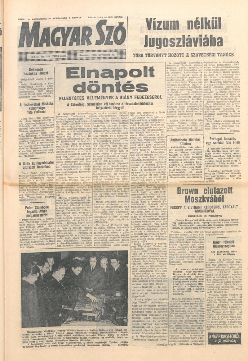 Magyar Szó, 23. évf. 1966. november 26. 325. sz.