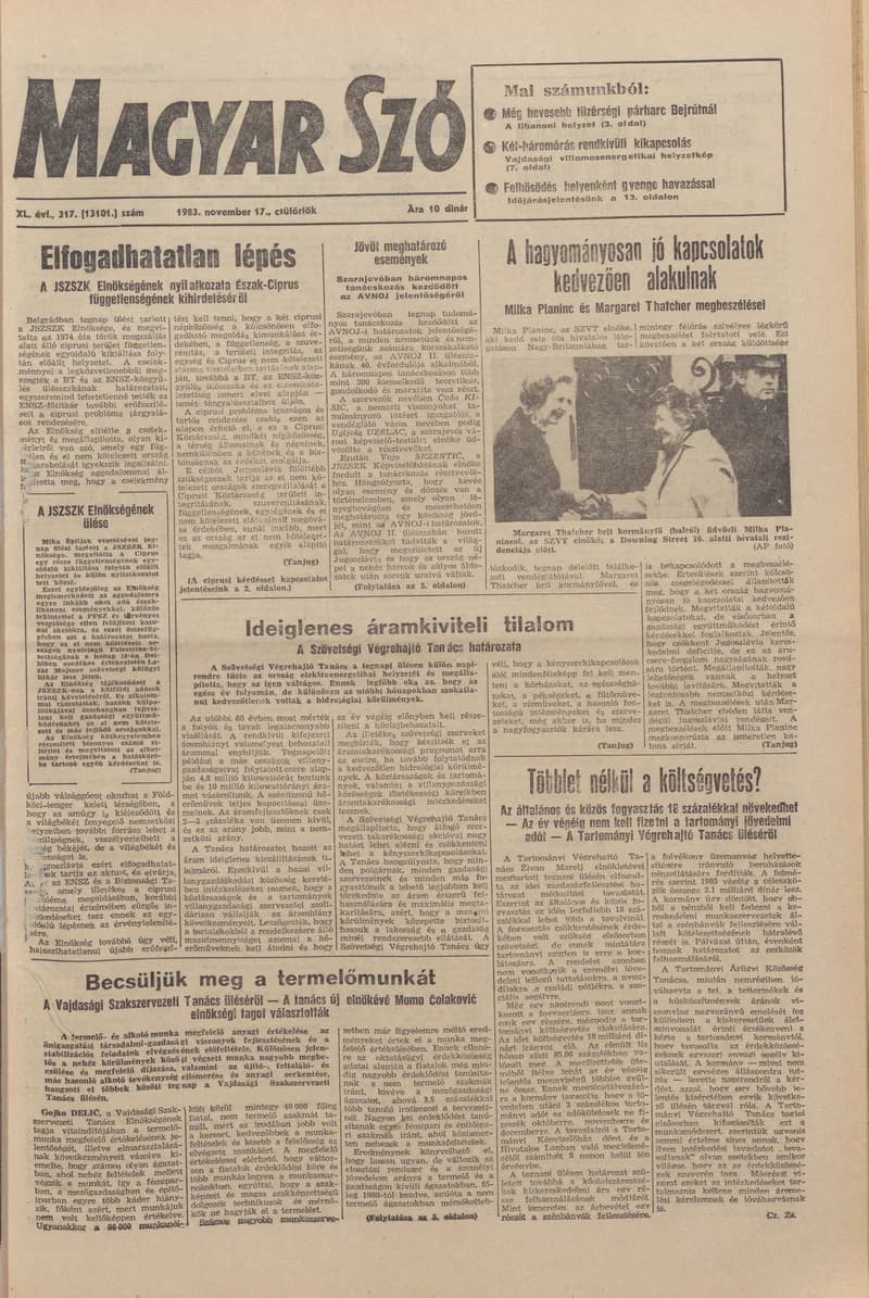Magyar Szó, 40. évf. 1983. november 17. 317. sz.