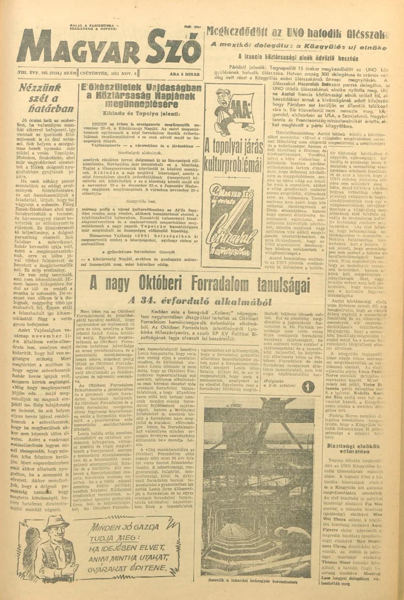 Magyar Szó, 8. évf. 1951. november 8. 265. sz. 1–6. oldal