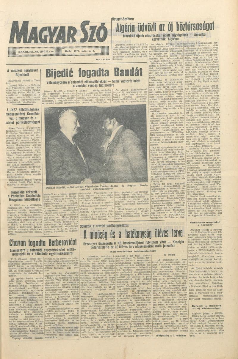 Magyar Szó, 33. évf. 1976. március 2. 60. sz. 1–20. oldal