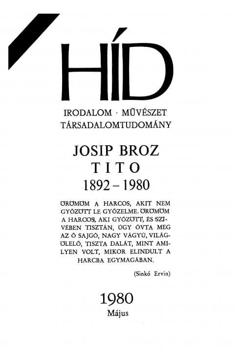 Híd, 44. évf. 1980. május. 5. sz. 541–720. oldal