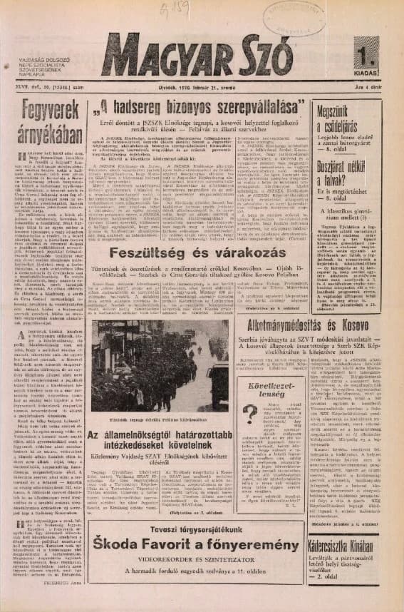 Magyar Szó, 47. évf. 1990. február 21. 50. sz. 1–20. oldal