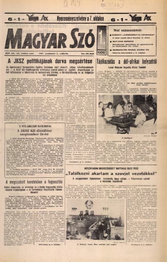 Magyar Szó, 44. évf. 1987. szeptember 3. 242. sz. 1–16. oldal