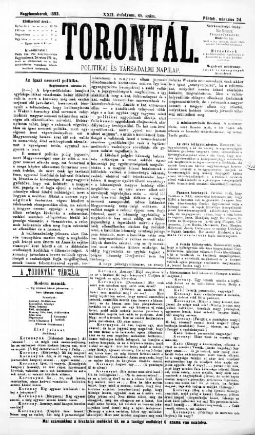 Torontál, 22. évf. 1893. március 24. 69. sz.