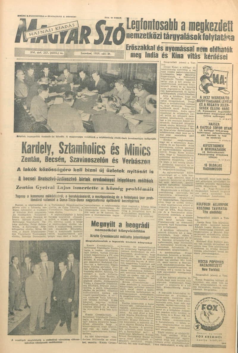 Magyar Szó, 16. évf. 1959. október 31. 257. sz. 1–24. oldal