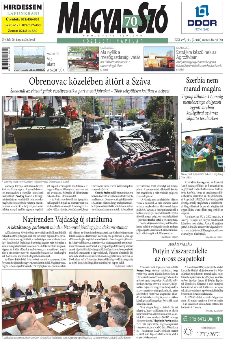 Magyar Szó, 71. évf. 2014. május 20. 113. sz. 1–20. oldal