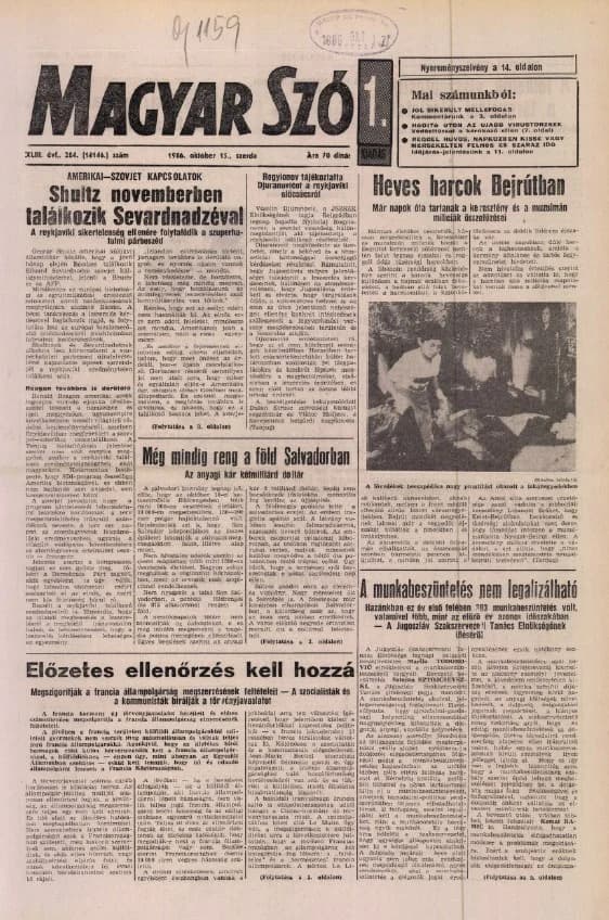Magyar Szó, 43. évf. 1986. október 15. 284. sz. 1–16. oldal