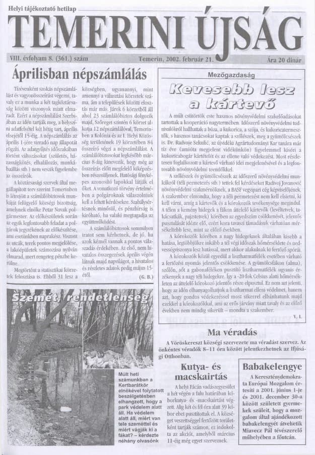 Temerini Újság, 8. évf. 2002. február 21. 8. sz.