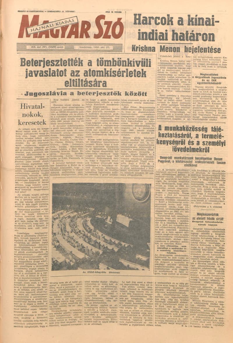 Magyar Szó, 19. évf. 1962. október 21. 291. sz. 1–24. oldal