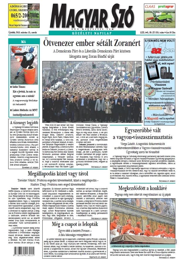 Magyar Szó, 70. évf. 2013. március 13. 58. sz. 1–20. oldal
