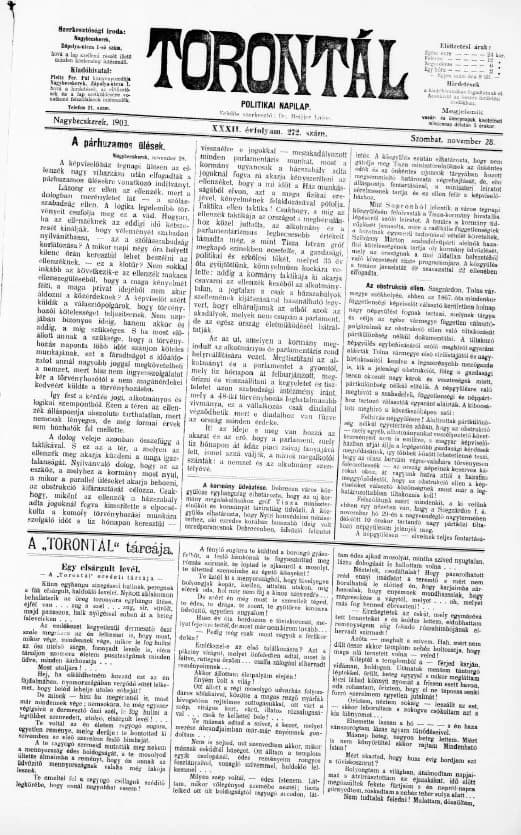 Torontál, 32. évf. 1903. november 28. 272. sz.